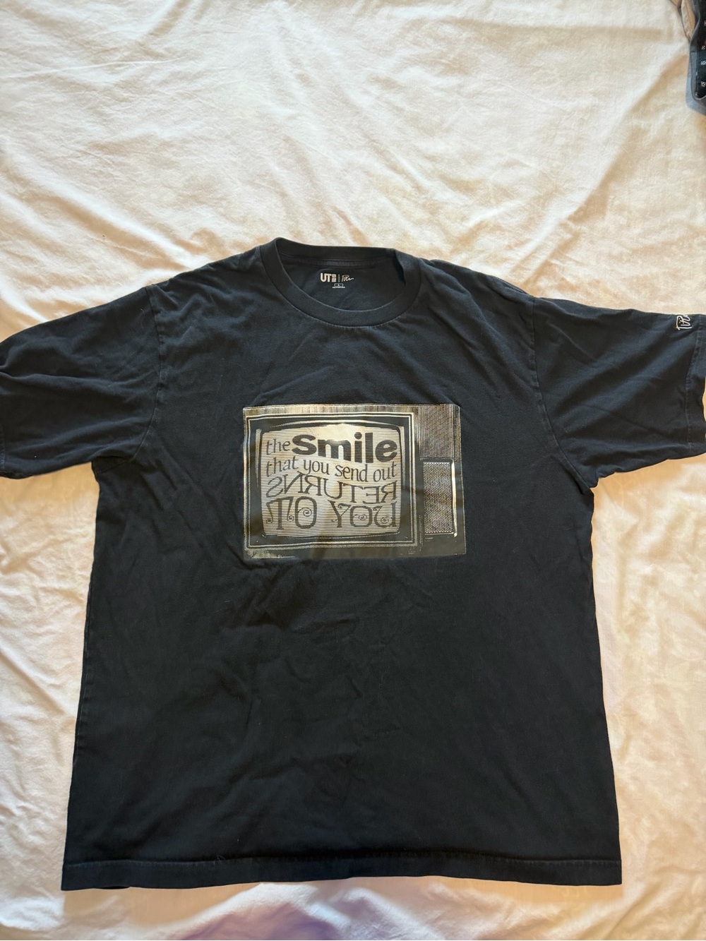 Uniqlo Purcell collection Graphic Black Men's Crewneck T-Shirt with Front Print